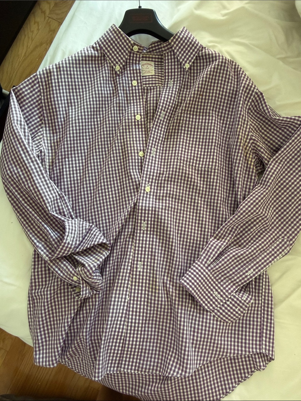 Brooks Brothers Lavender and White Gingham Button-Down Shirt